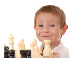 Boy with chess set